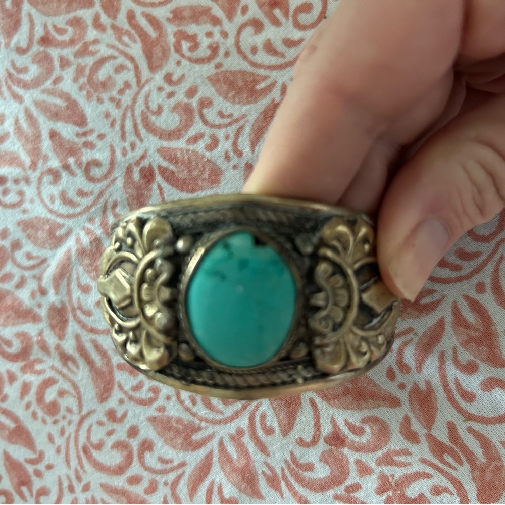 Mexican Silver Turquoise Cuff Bracelet